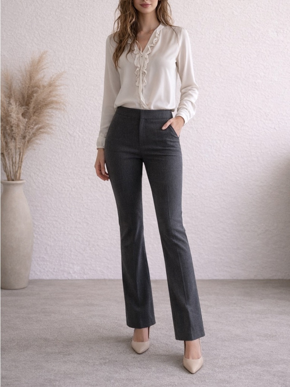 Versona Charcoal Gray Bootcut Dress Pants